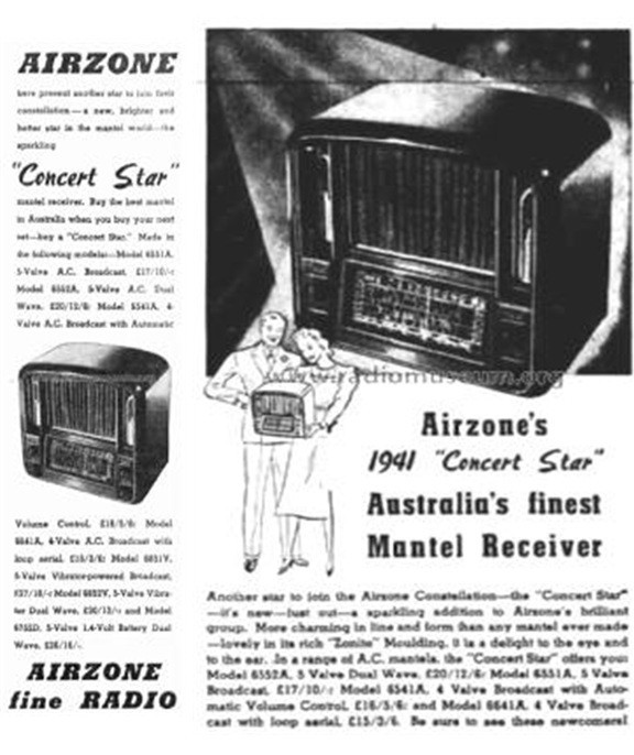 Period advertisement for Airzone Concert