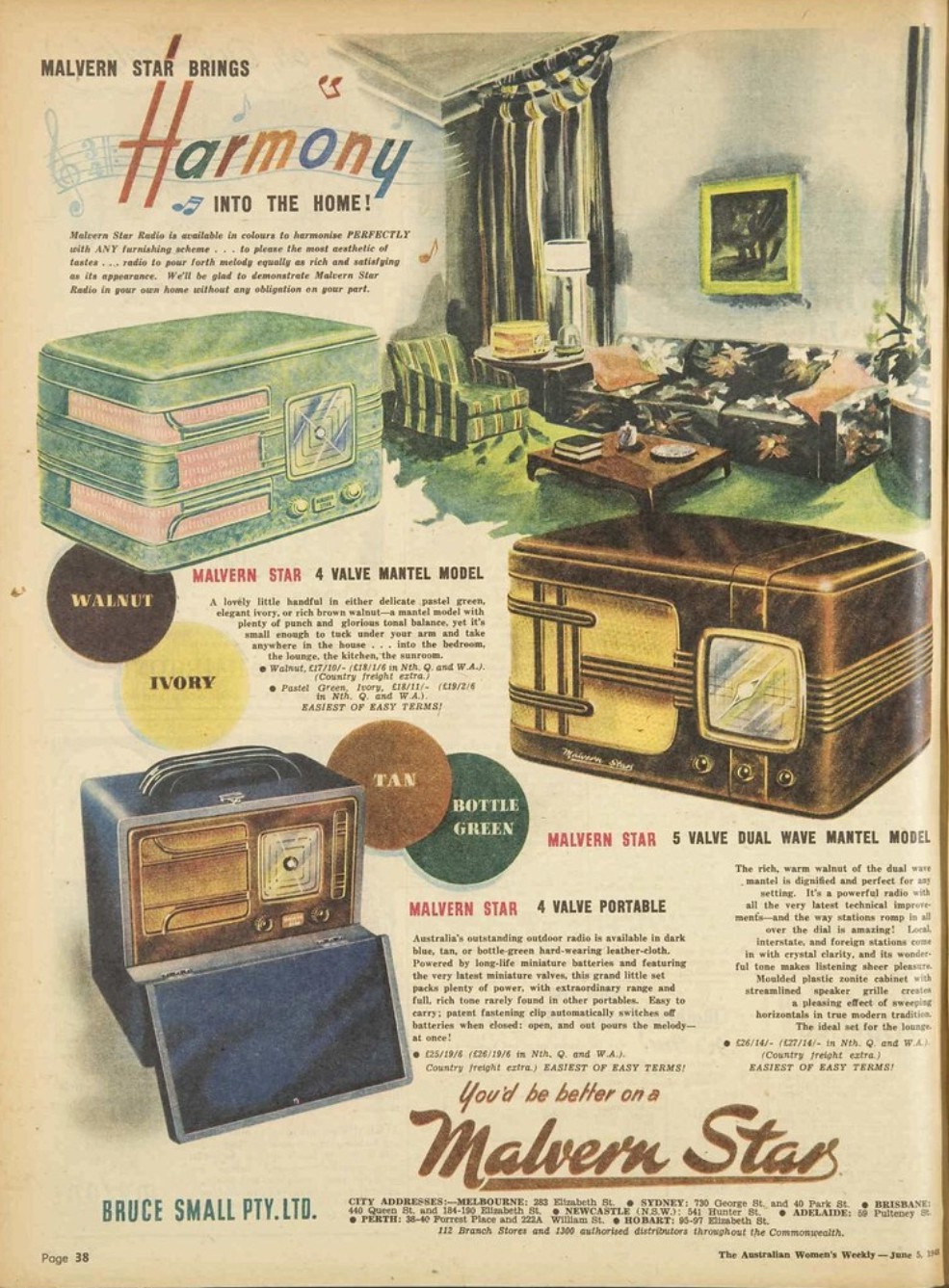 Period advertisement for Malvern