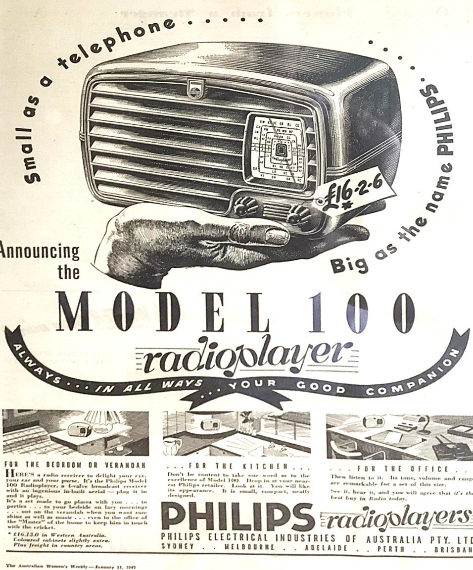 Period advertisement for Philips 100