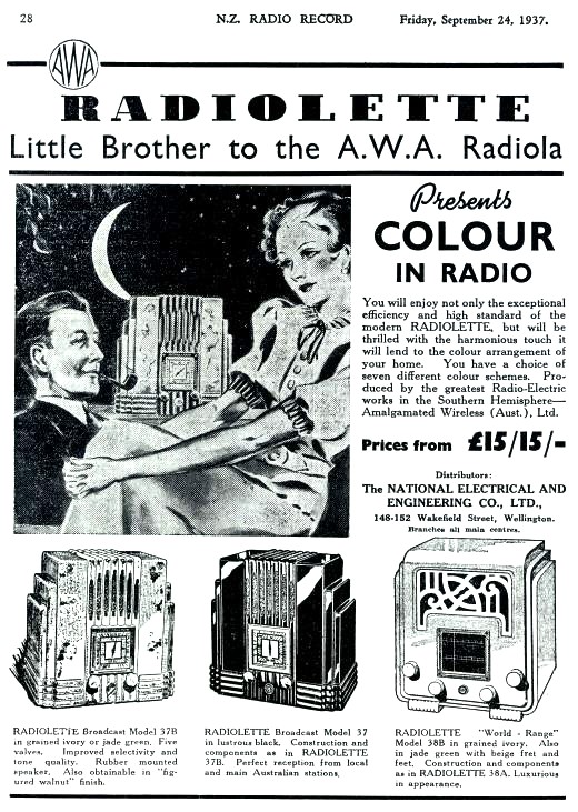 Period advertisement for AWA Radiolette